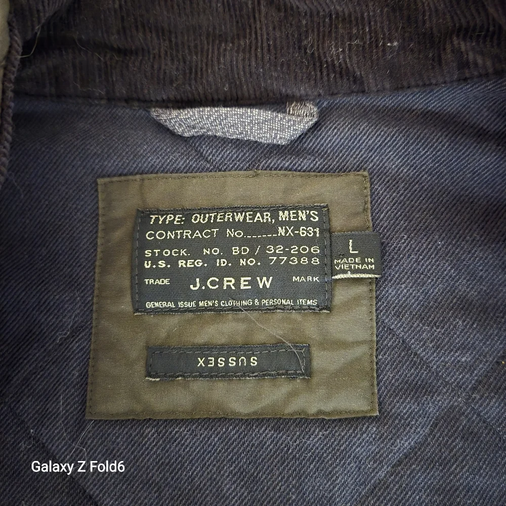 J.Crew Sussex Quilted Jacket with PrimaLoft Size L Olive Green Zipper Damage‎ +
